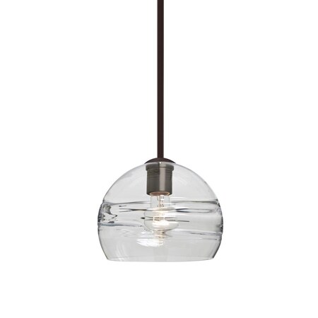 Besa Lighting Besa Spirit 8 Pendant, Clear, Bronze Finish, 1x60W Medium Base 1TT-SPIR8CL-BR